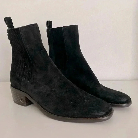 Sam Edelman Black Suede Bronson Bootie 8 - Picture 2 of 12
